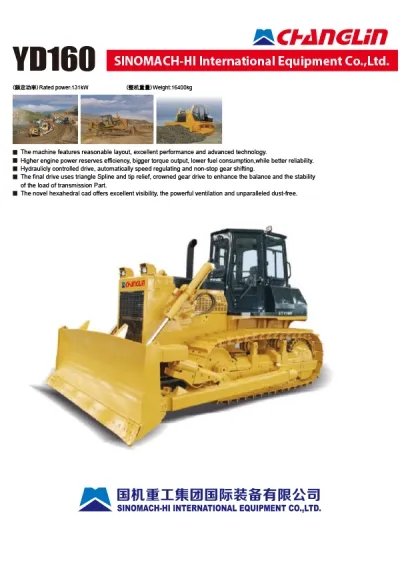 Bulldozer hydraulique sur chenilles YD160